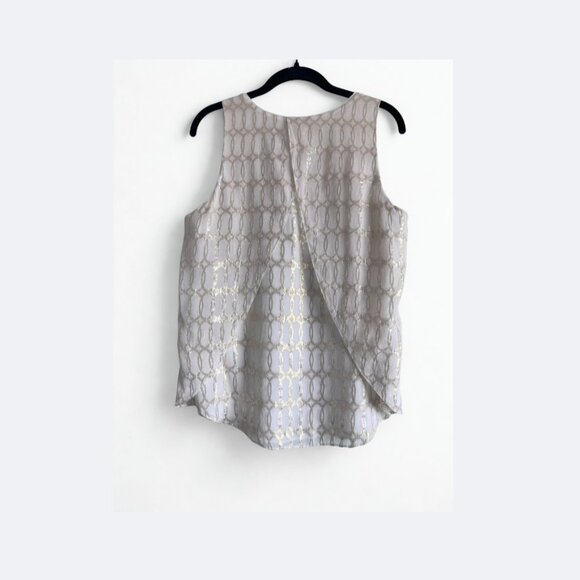 White House Black Market Silk Metallic Tank  Holiday Party Top Size M - Picture 4 of 8